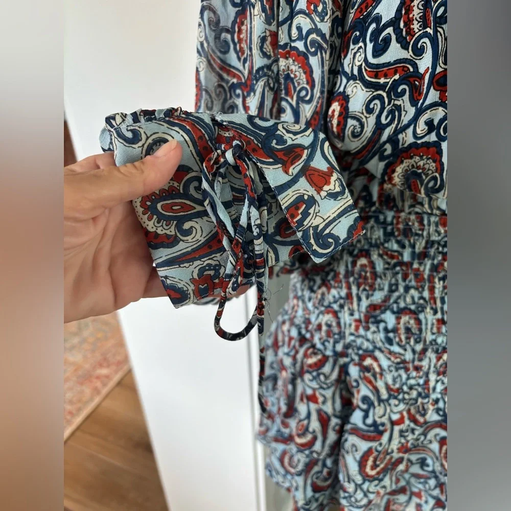 Karina Grimaldi boho set blouse and skirt s/xs Eliza Paisley print EUC
